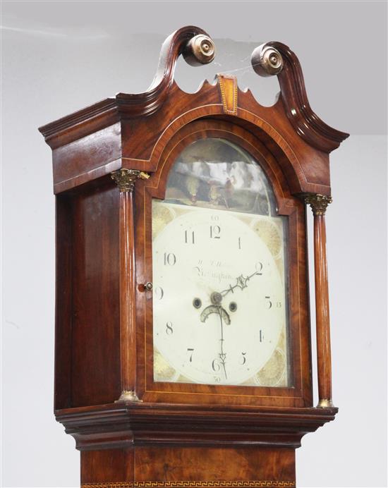 W & T Hallam, Nottingham. An early 19th century mahogany eight day longcase clock, 7ft 1in.